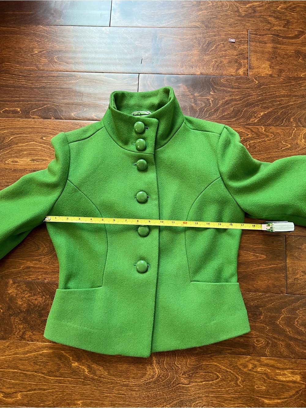 Tulle Green Cropped Jacket 3/4 Sleeve - Picture 4 of 8